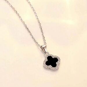 Elegant Silver and Black Pendant Necklace